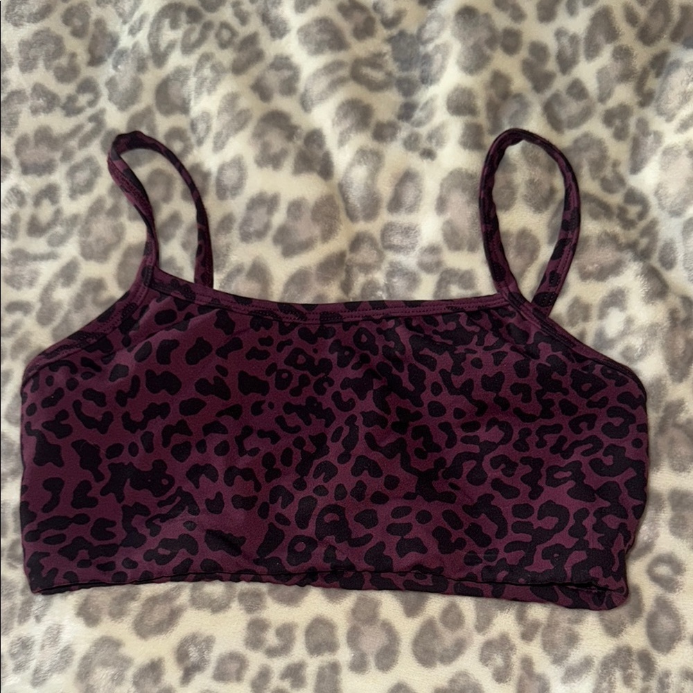 Leopard Print Sports Bra - Purple